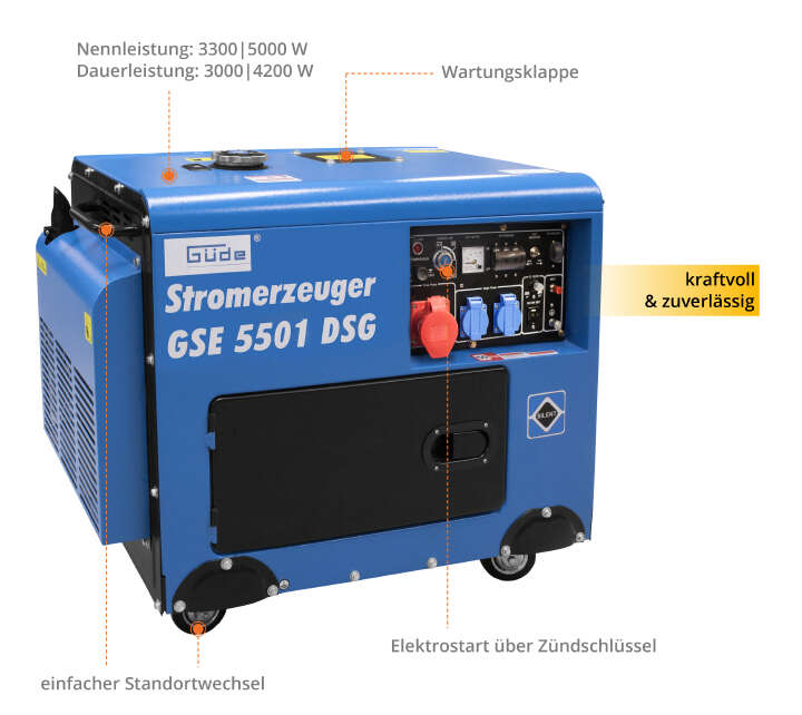 Güde Stromerzeuger Diesel GSE 5501 DSG 5000 Watt Silent